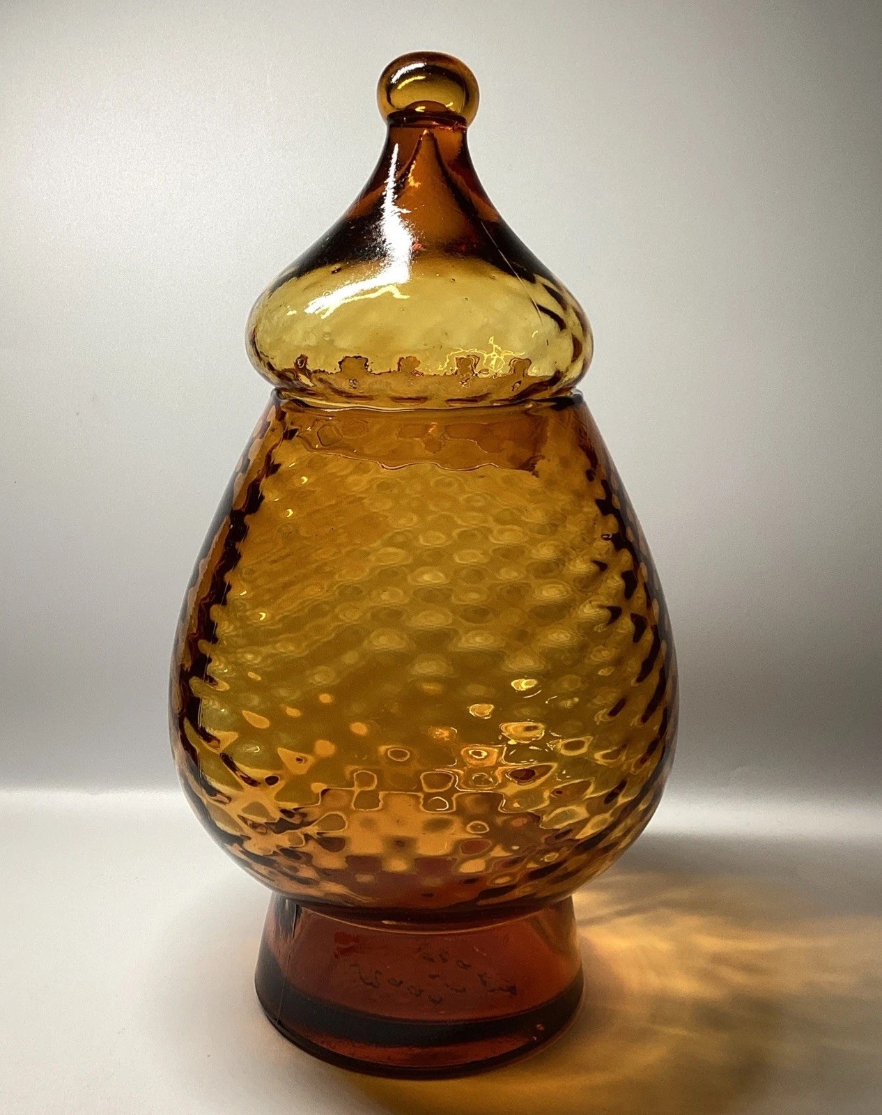 Vintage Italian Empoli Amber Glass Apothecary Candy Compote Jar