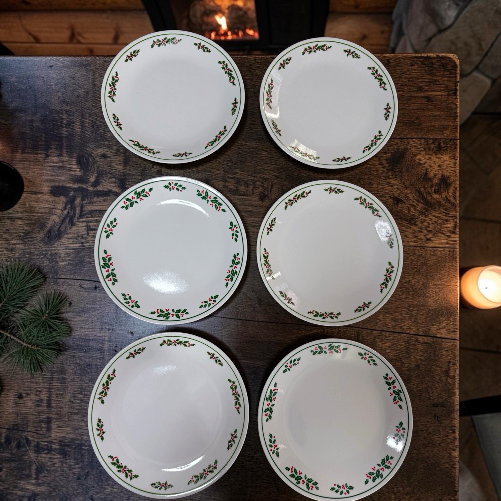 Set Of 6 Corelle By Corning Winter Holly Days Christmas Dinner Plates 10.25” 🎄
