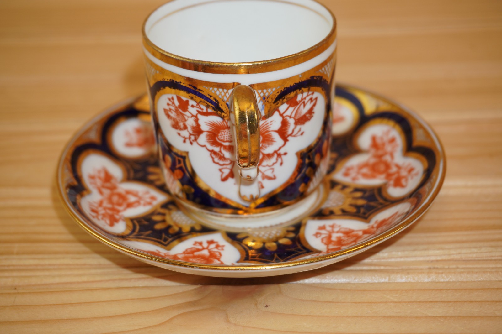 Wileman (Shelley) 3464 (Foley) Gold Rust Blue Demitasse Cup & Saucer SET (B2)