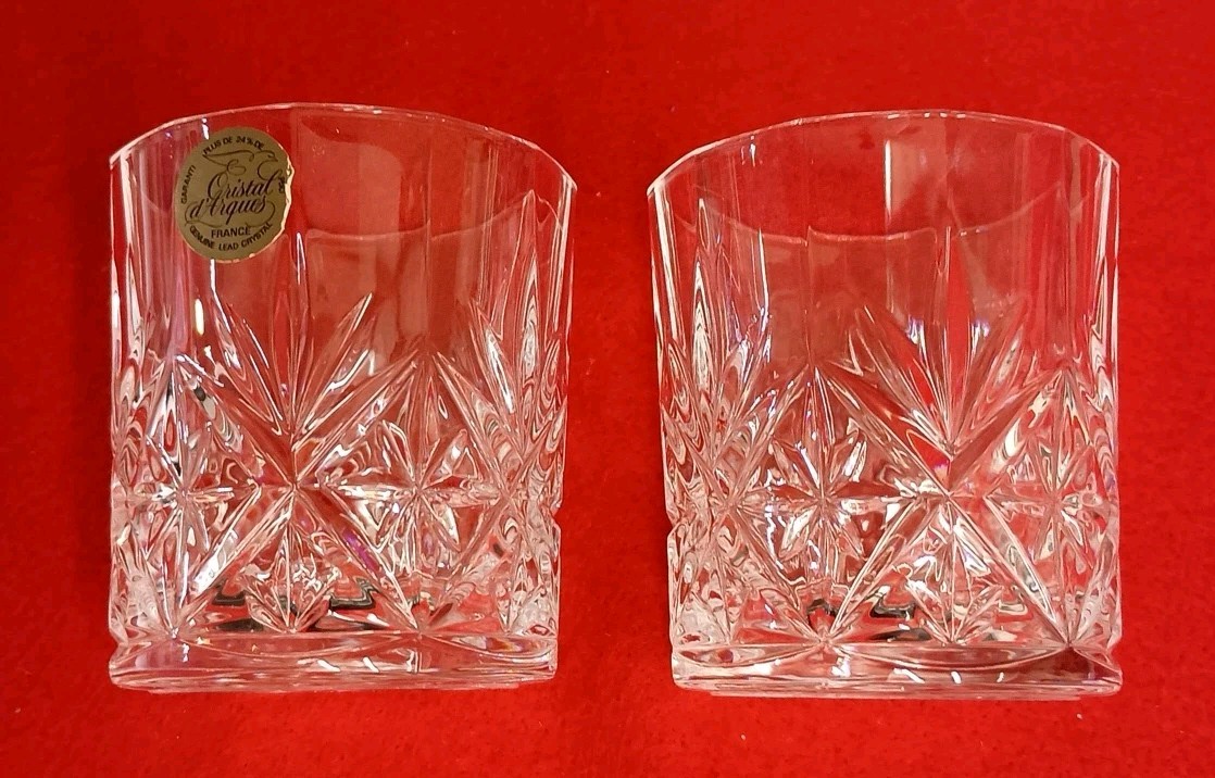 Cristal d’Arques 24% Lead Crystal Pitcher & 2 Matched Glasses 3 Piece Set France