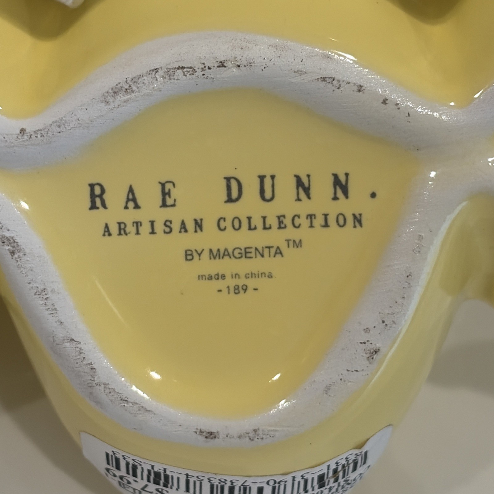 Rae Dunn HAPPY SPRING Yellow Ceramic Chick Egg Holder CHIPPED Easter Decor