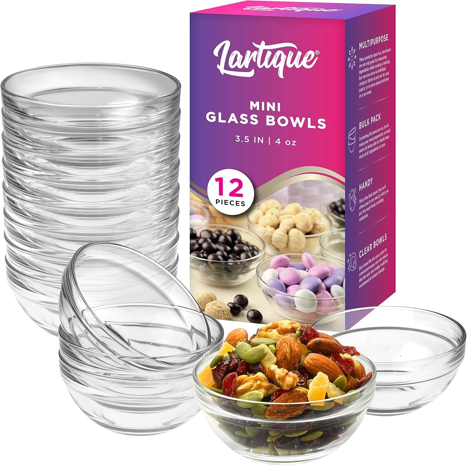 Elegant 3.5” Clear Glass Bowls – Multi-Purpose Prep Bowls for Every Occasion