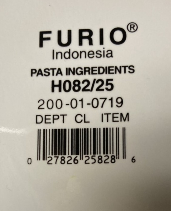FURIO Pasta Ingredients Serving Bowl, H082/25, 11 3/4 in Diameter, Preowned, EUC