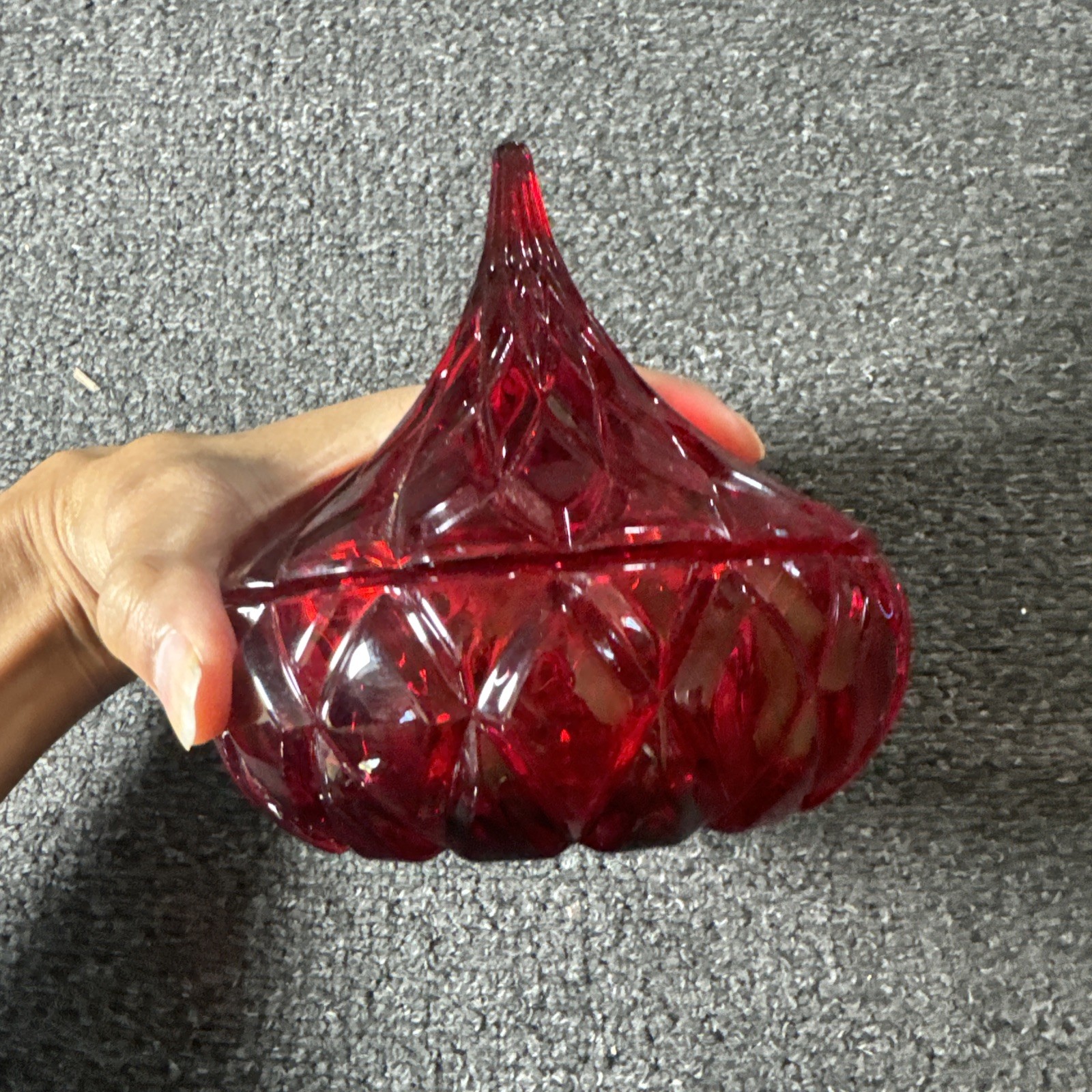 HERSHEY’S KISS Shaped Ruby Lead Crystal CANDY DISH Shannon Designs Ireland