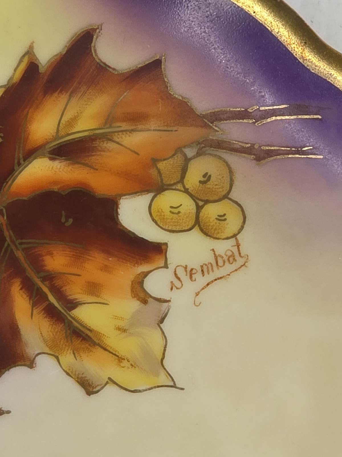 Antique Royal Munich Bavaria hand-painted porcelain plate c. 1885 Signed Sembat