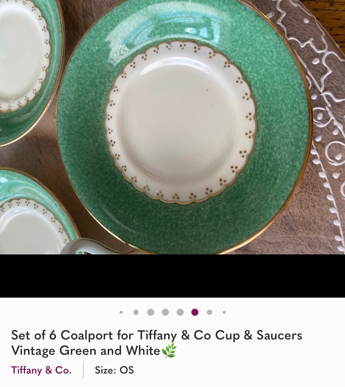 Rare Vintage Tiffany & Co Coalport Cup & Saucers Green and White