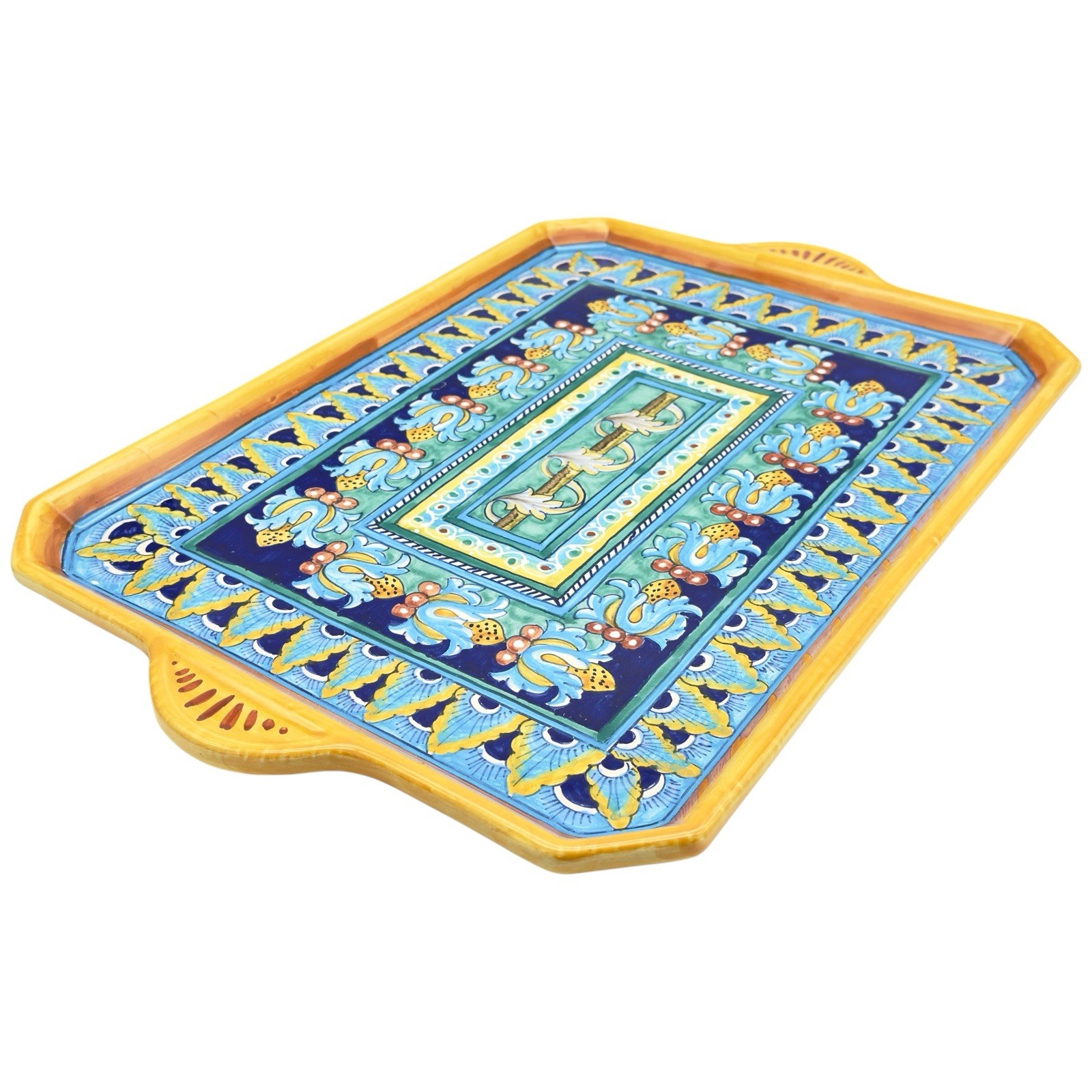 Italian Deruta Majolica Pottery Platter Hand Painted Rectangular Serving Tray