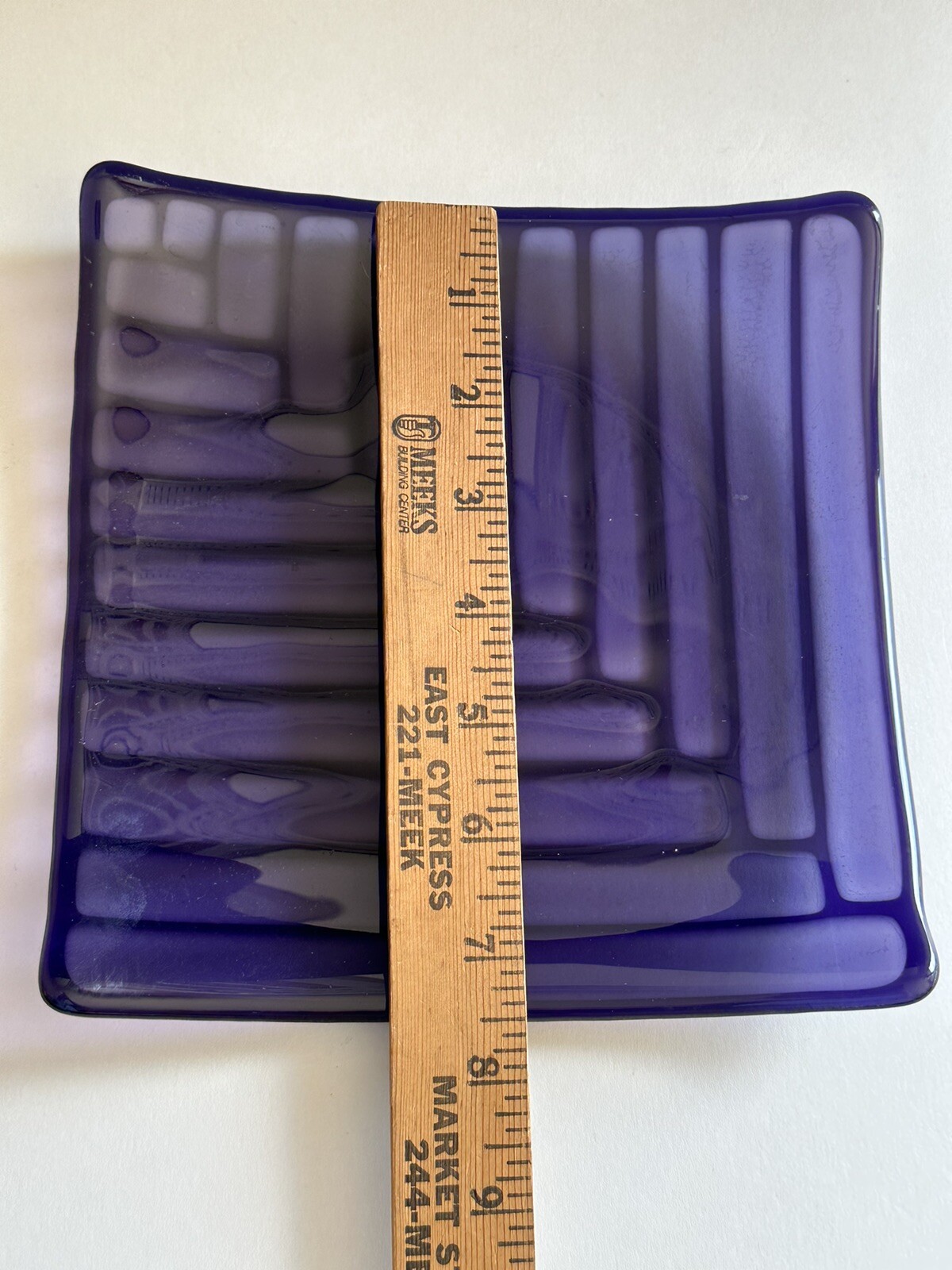 Fused Glass Art Plate Square 8”x8” Abstract Contemporary Modern Amethyst Purple