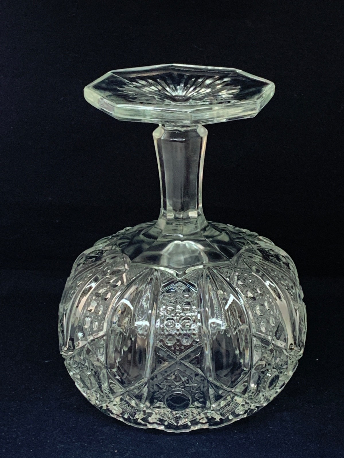 LE Smith Glass Round Compote Quintec Clear 6.5 INCH