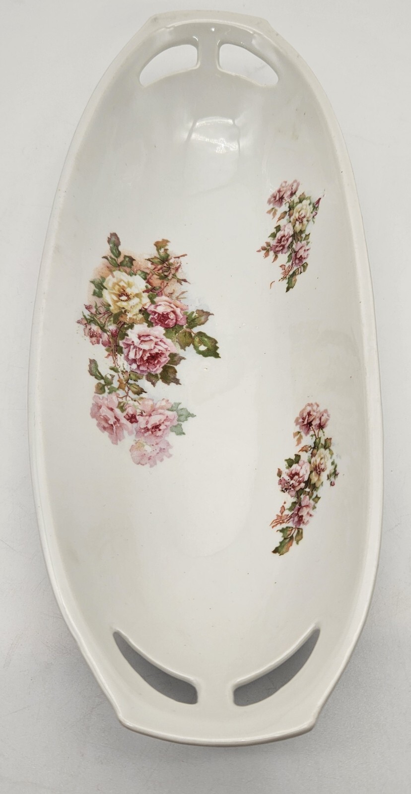 Antique PSAA Schonwald Bavaria Floral Celery Dish Floral Design 11 3/4 Inches