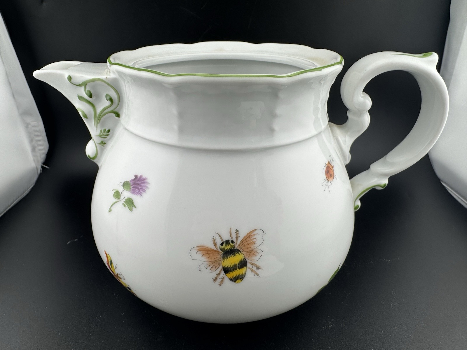 Thun Czech Porcelain Basket Weave Tea Set Hand Painted Bees Flowers And Fruit