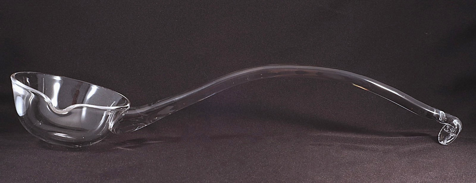 Vintage Hand Blown Clear Glass Punch Bowl Ladle Single Pour Spout 13-1/2”
