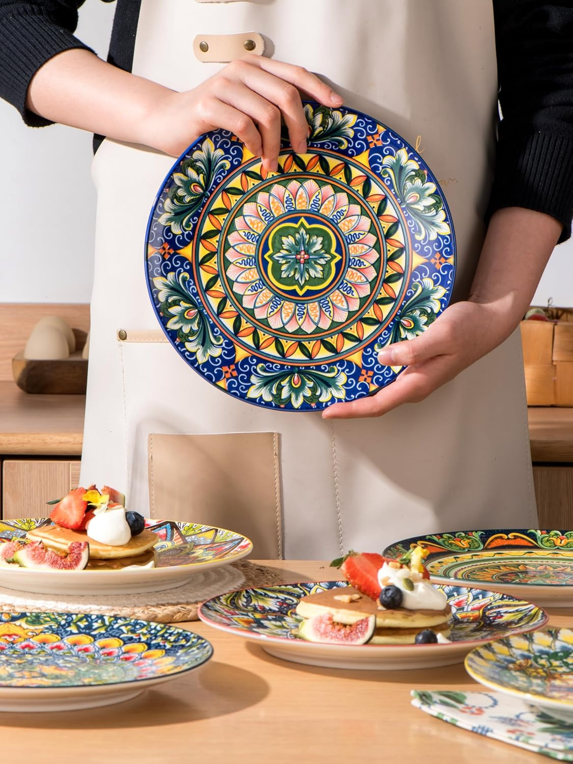 Ceramic Dessert Plates Set of 6, 8.5 Inch Porcelain Salad Plate