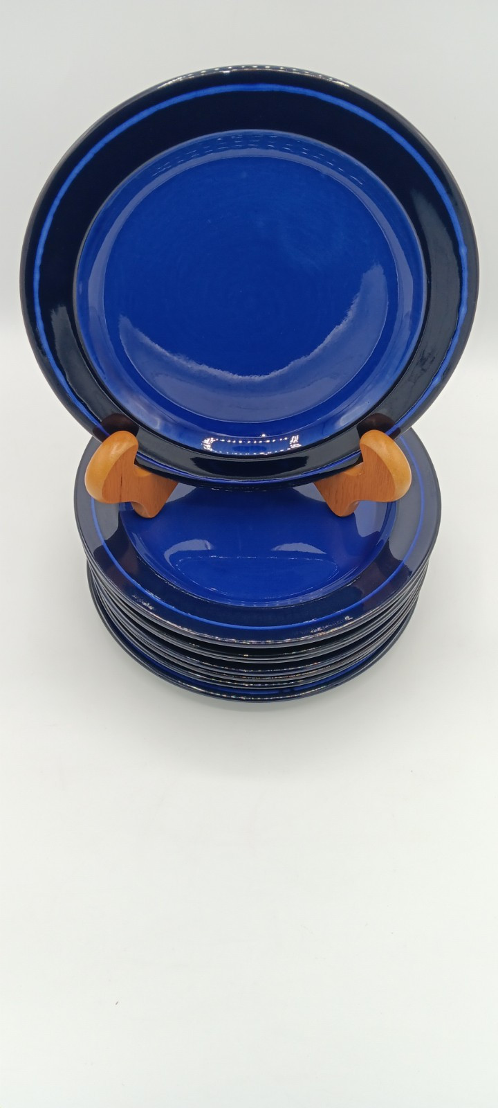 Vintage Cobalt Blue Nittsjö Sweden Salad Dessert Cake Stoneware Plate; 8.25″