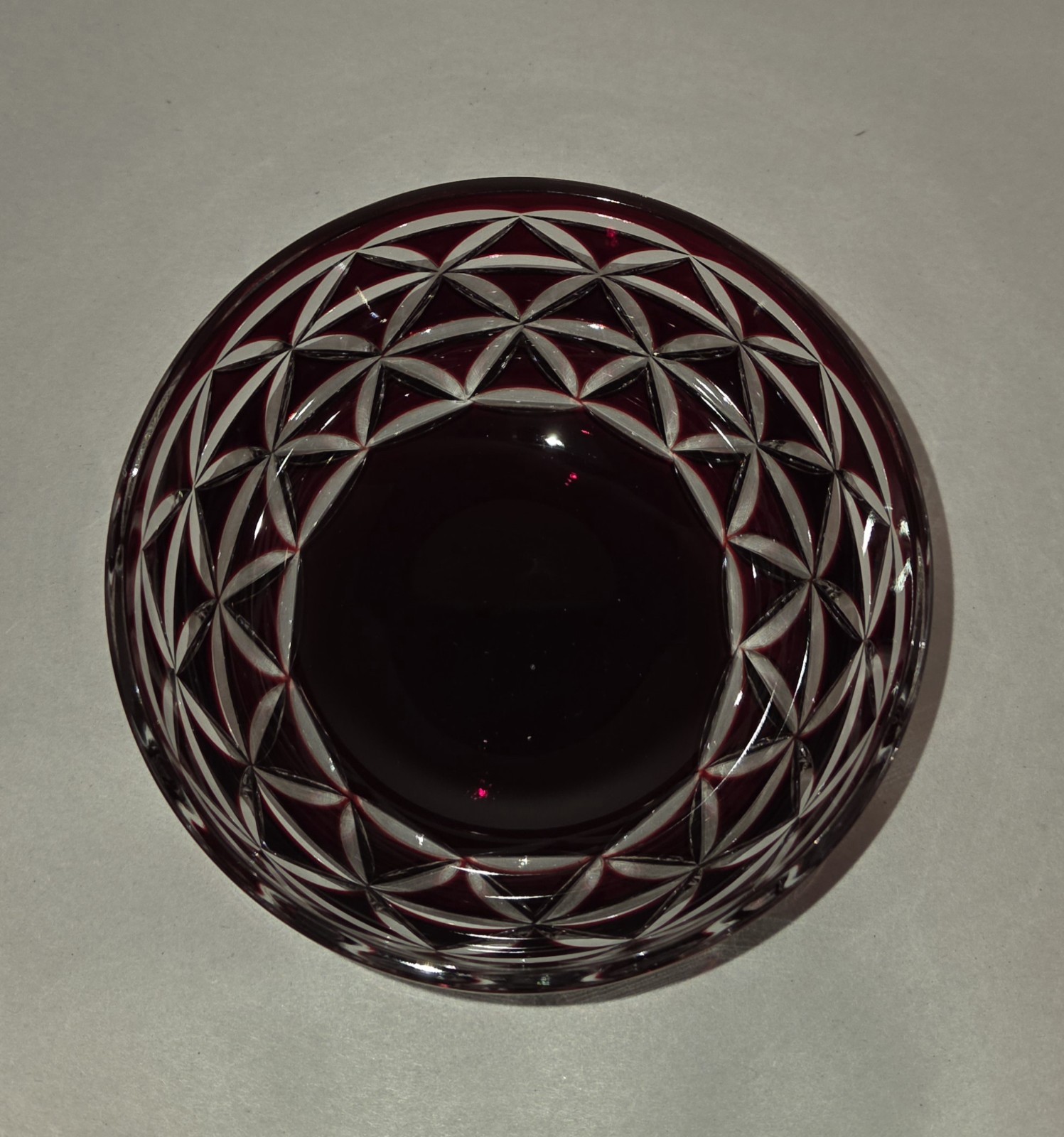 Ruby Red Crystal Bowl Cut To Clear Small Serving Side Dish Candy
