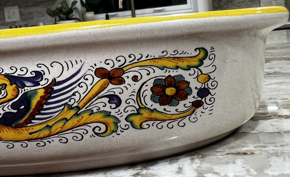 Auth. Ceramic Nova Deruta Pottery Serving Bowl/Baking Dish Raffaellesca Dragon
