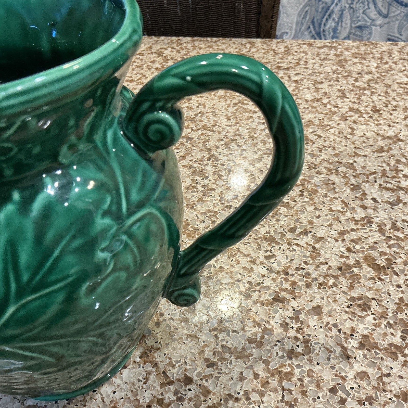 MAJOLICA GREEN 7.75” PITCHER BY SHAFFORD