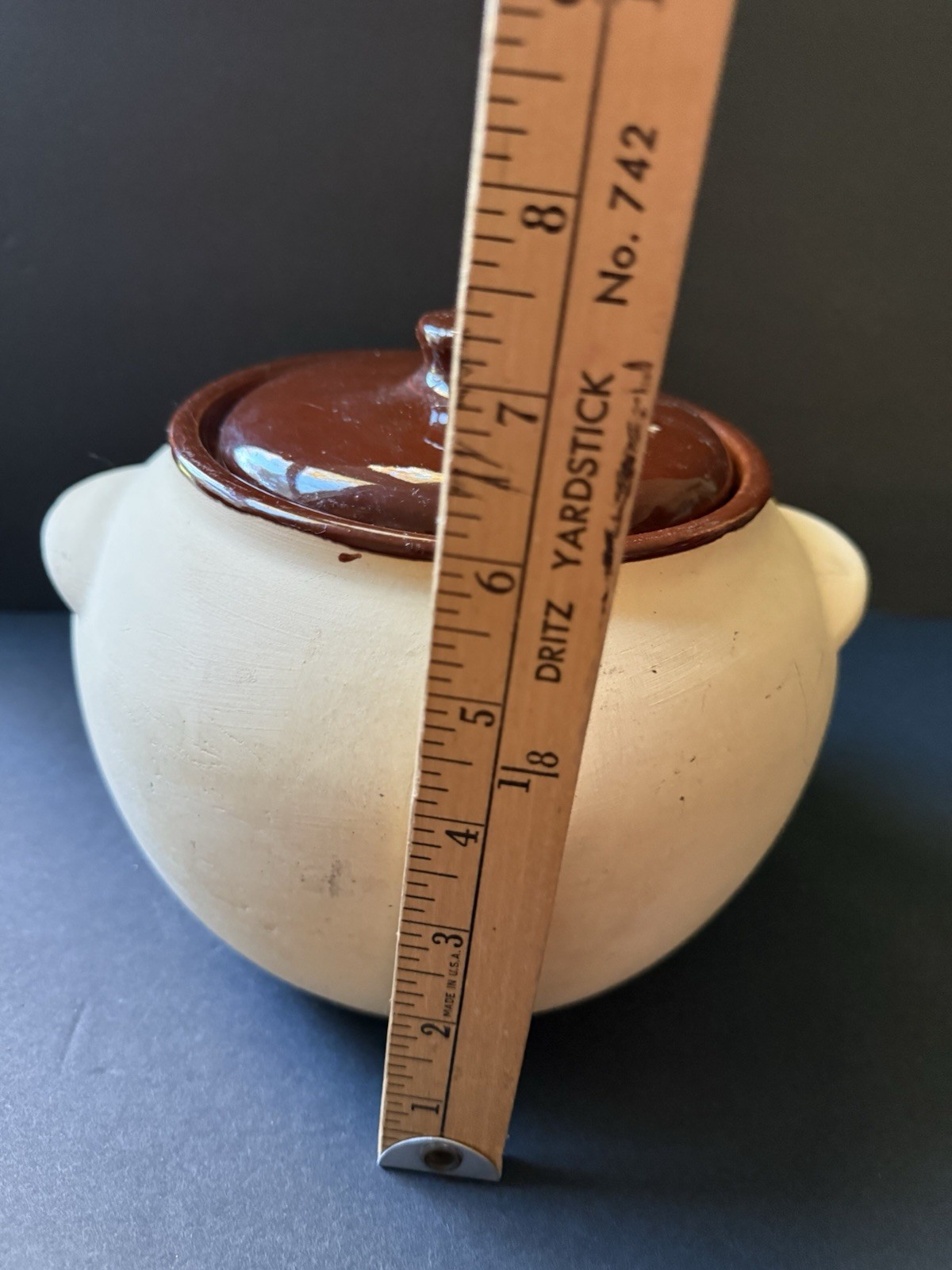 Vintage Watt Oven Ware Pottery Lidded Bisque Beige Chili Bean Crock Pot Cottage