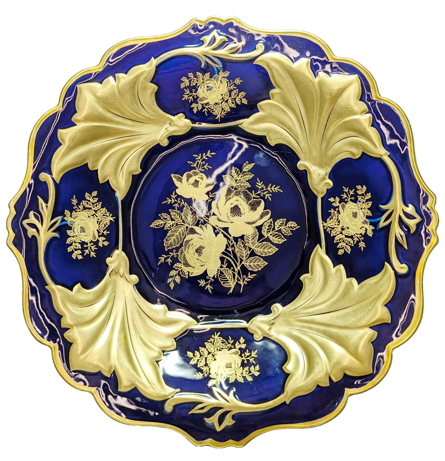 Weimar Porzellan Jutta Echt Kobalt 12.5″ Decorative Plate 522/66 – Gold Gilt