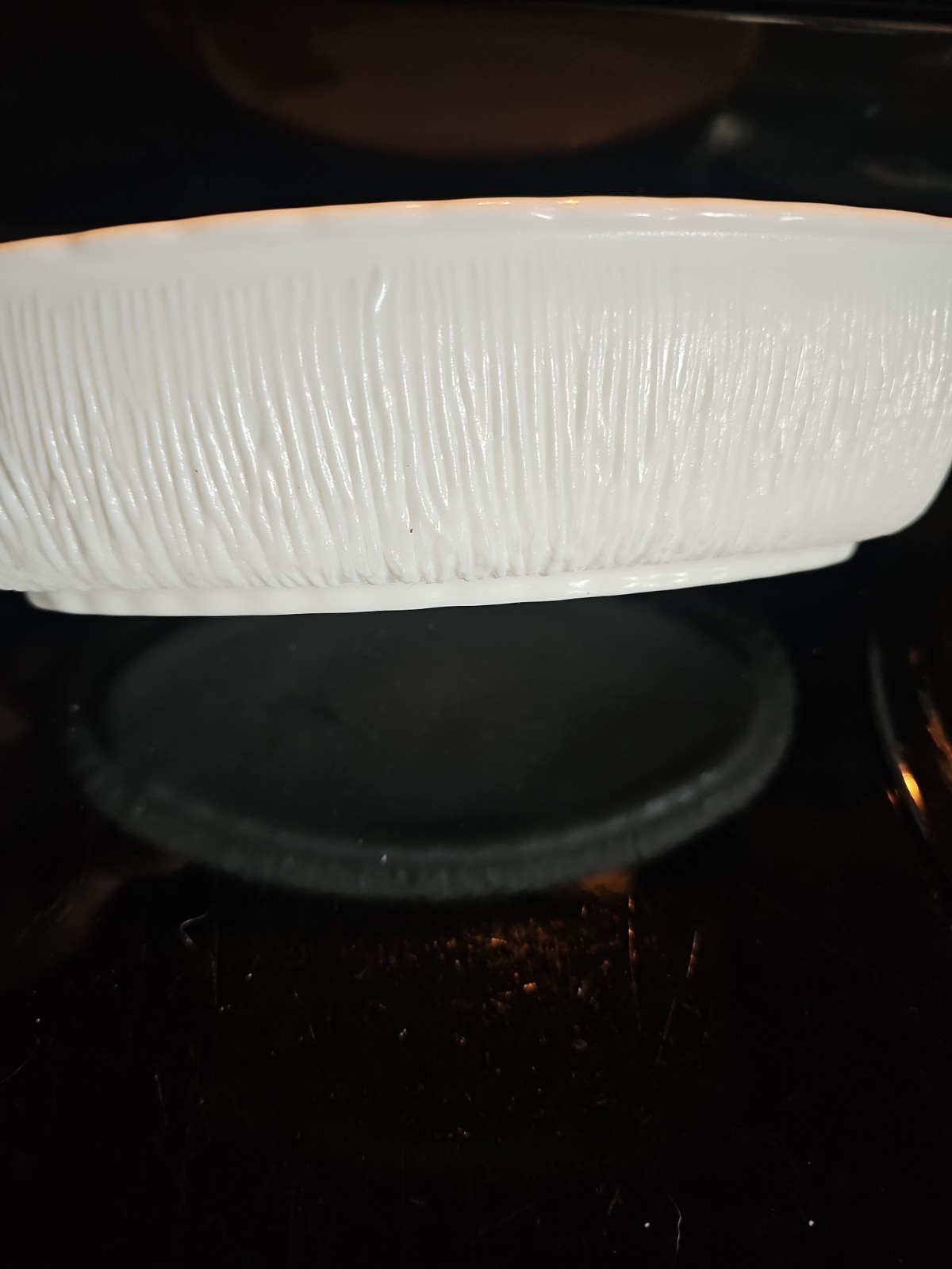 Vintage FTD Milk Glass Oval Bowl / Planter Bark Pattern PG Rare Vtg 9.5″X 5.5