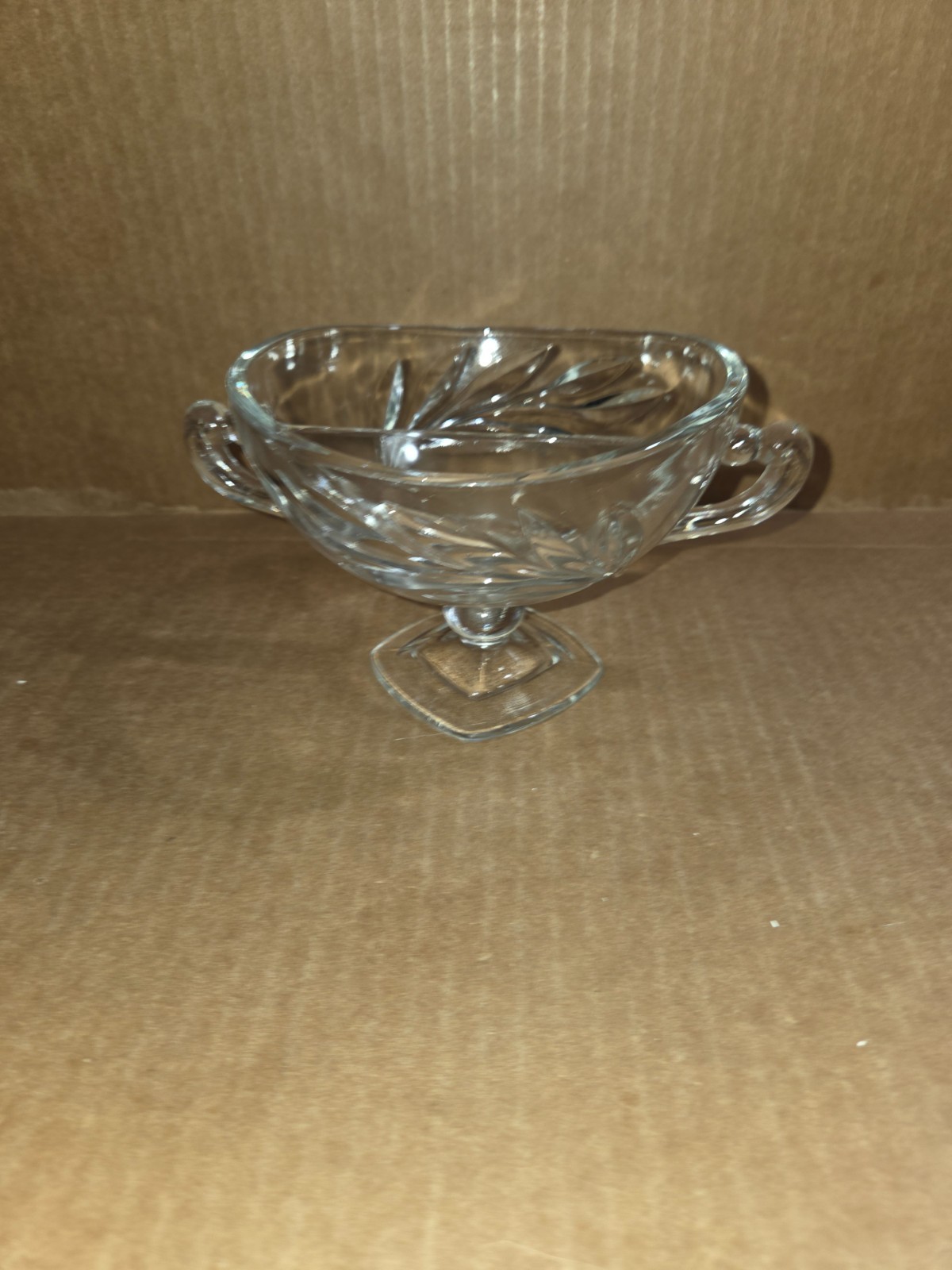 Bowl Divided Mayonnaise Indiana Glass “Willow Clear” Pedestal Handles
