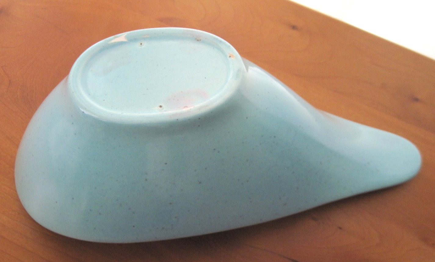 Vintage MCM Turquoise Asymmetrical Bowl Ceramic 9.5″