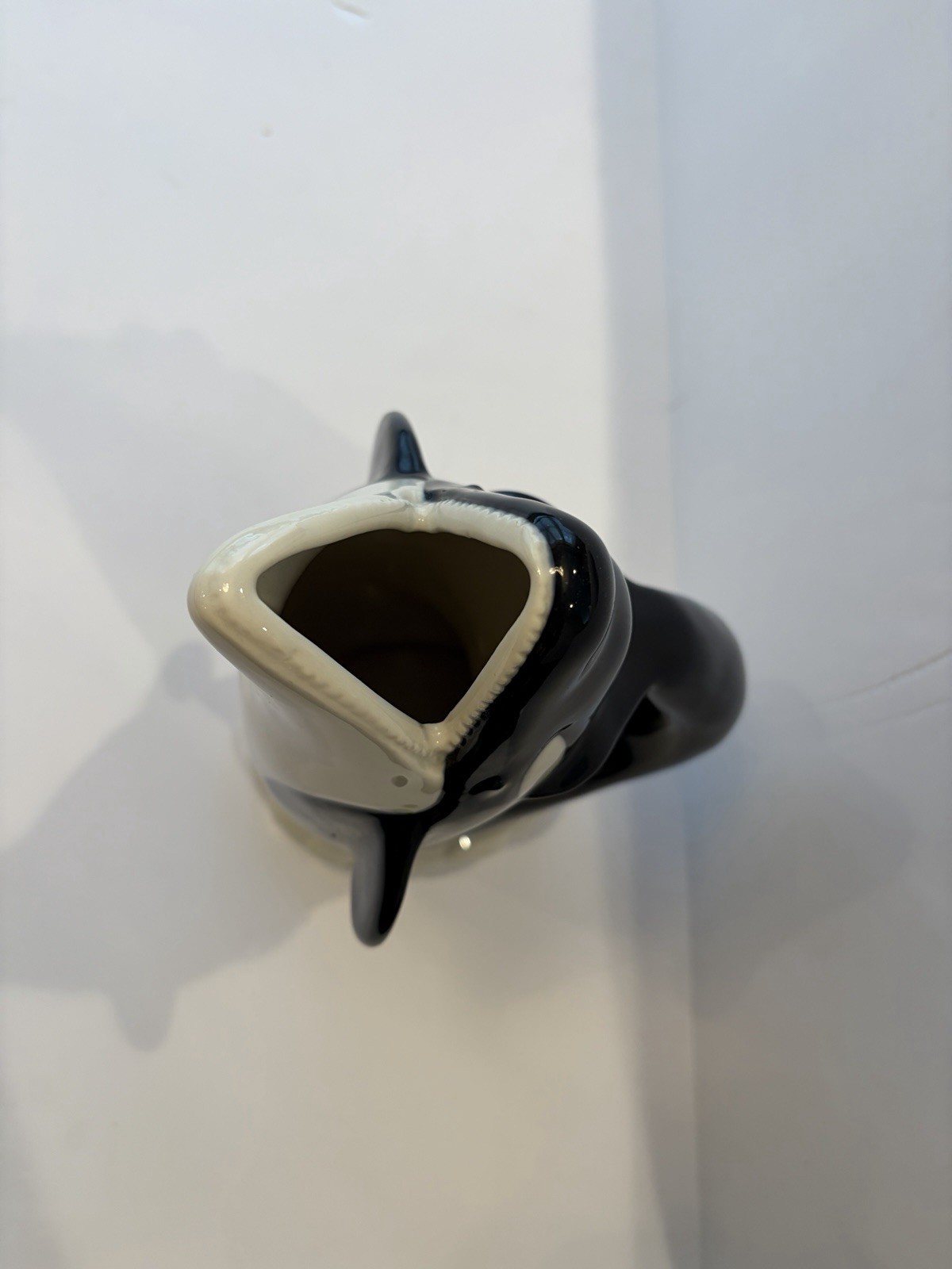Wade Ceramics Gluggle Jug Orca Killer Whale Black White XL 10” Pitcher Fish Vase