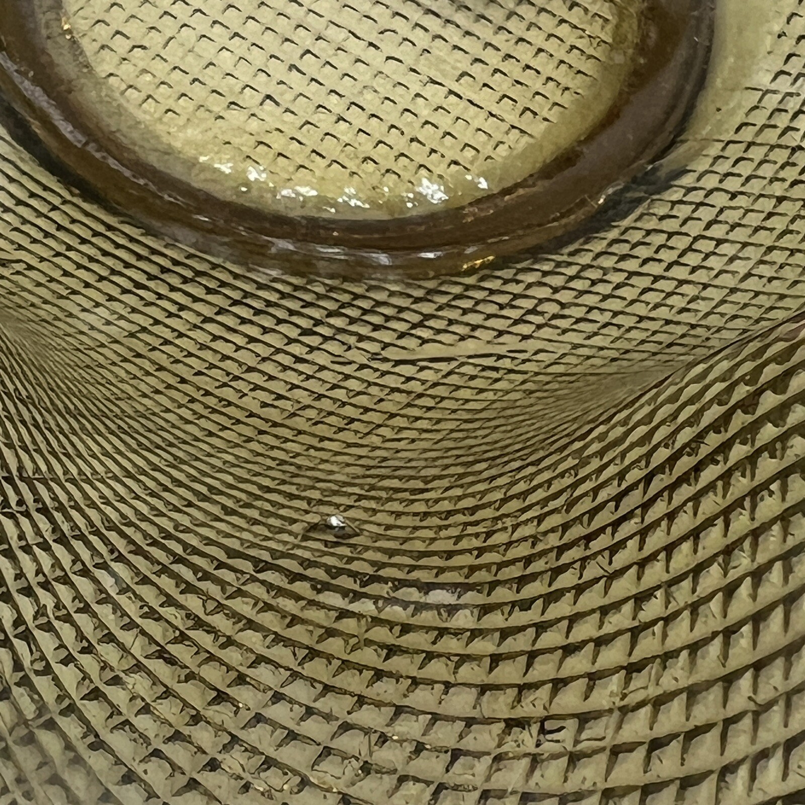 Vintage Bronze (varies) Made In Italy Waffle Crimped Ruffle Glass Bowl 9”