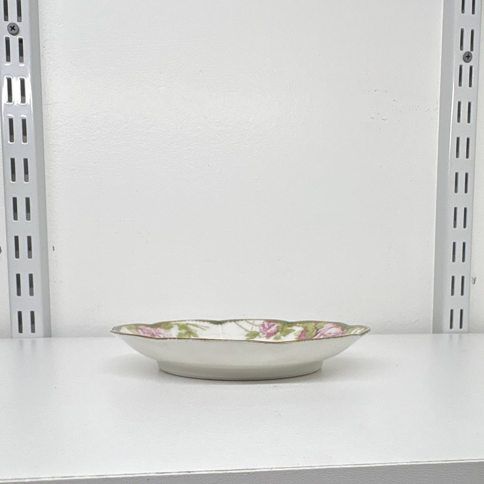 Haviland Limoges Floral Porcelain Saucer Green Rim Gold Trim 5 in