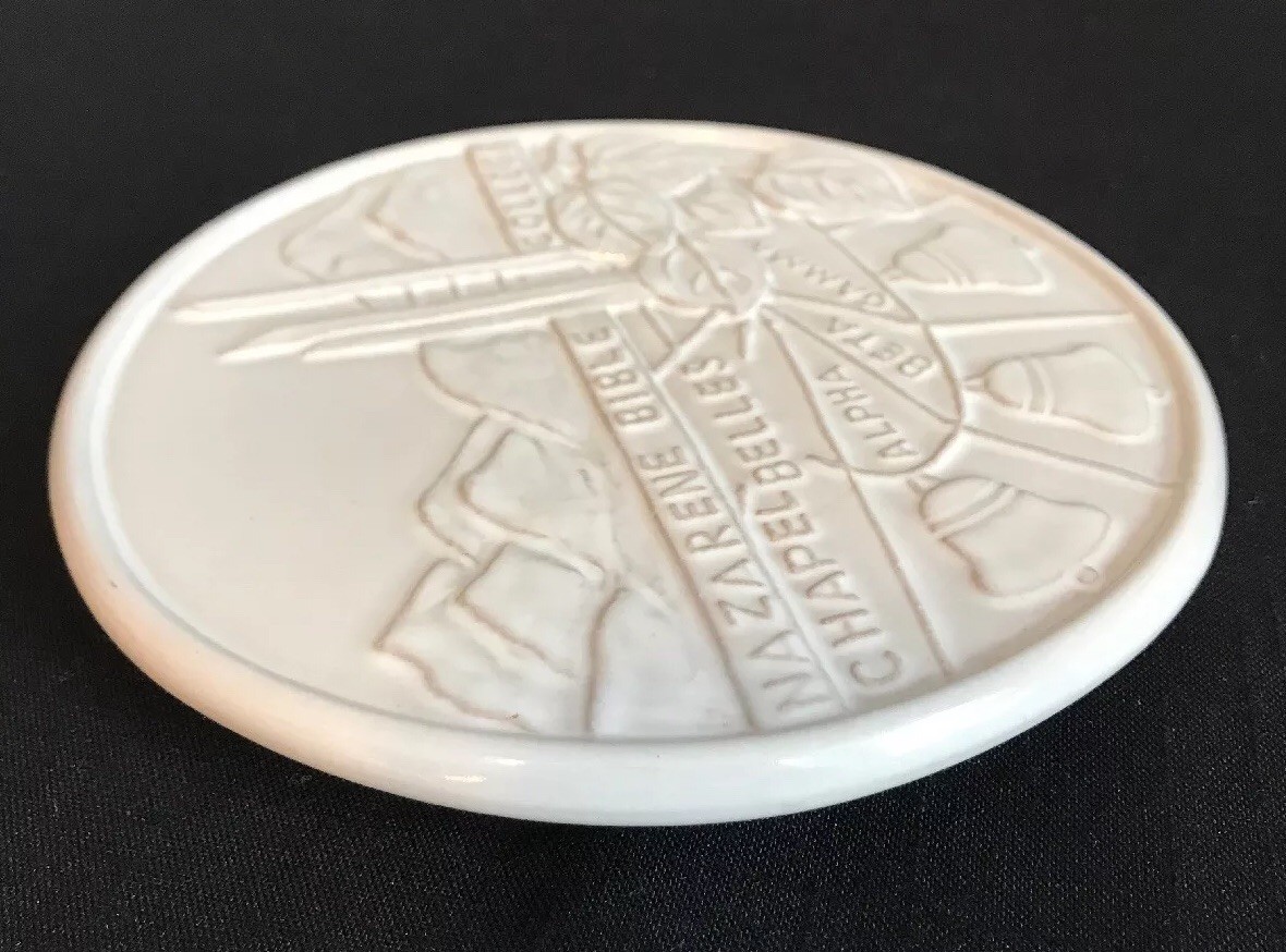 Frankoma Nazarene Alpha Beta Gamma Chapel Belles Trivet Wall Plaque~White Sands