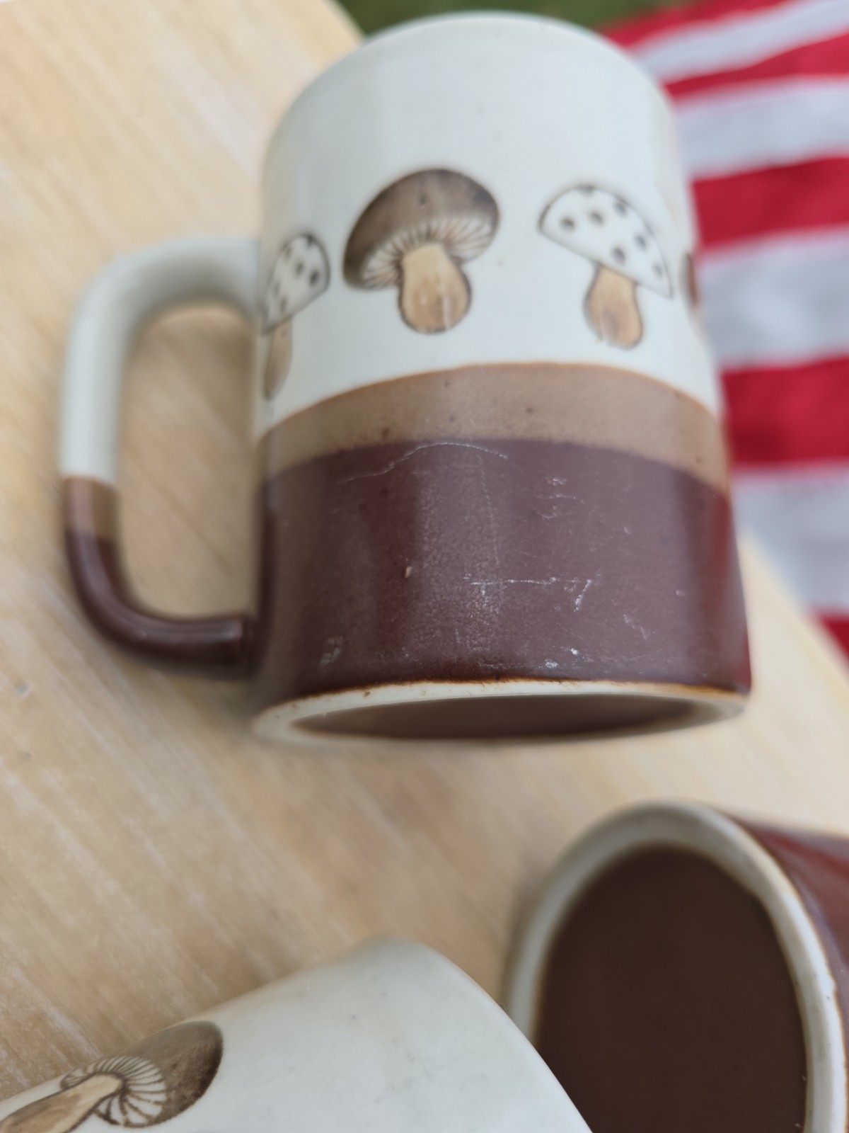 Set 4 Otagiri Original Mushroom Speckled Stoneware Coffee Mug 1970s MCM
