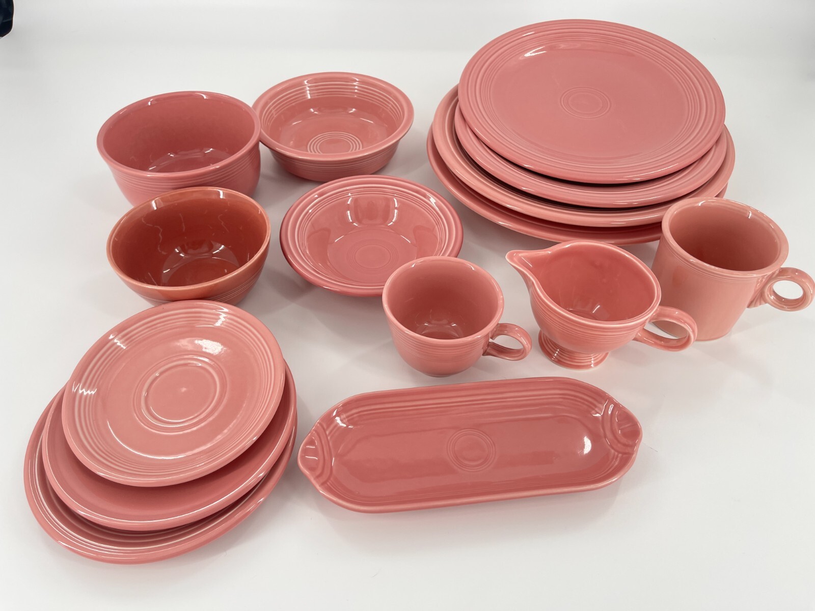 Fiesta Dinnerware Set Rose Pink 15 Piece Post 86 Lot Bowls Plates, Platters Cups
