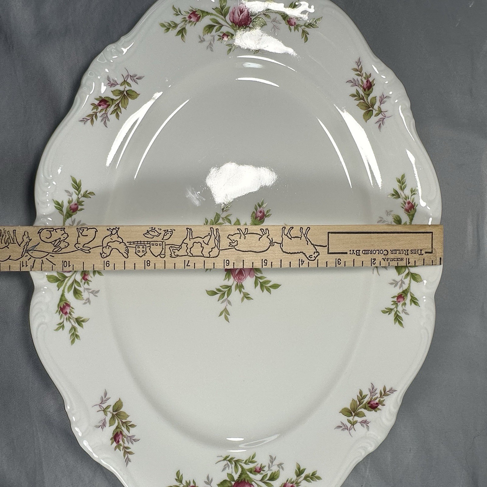 Johann Haviland Moss Rose Large Serving Platter 15”L Gold Trim Bavaria 1970’s