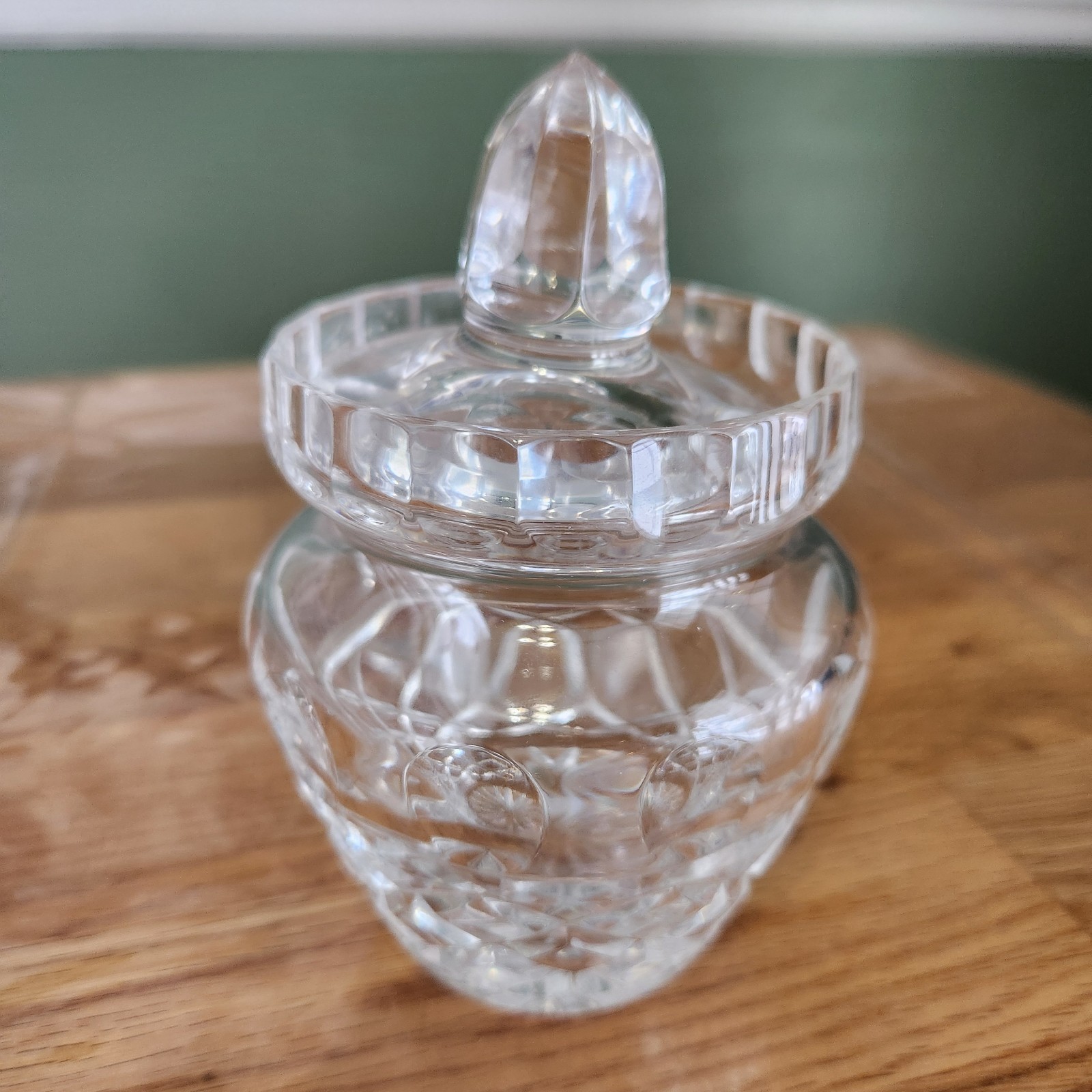 Vintage Crystal-Cut Glass Condiment Jar Sugar Bowl with Lid Elegant Dining