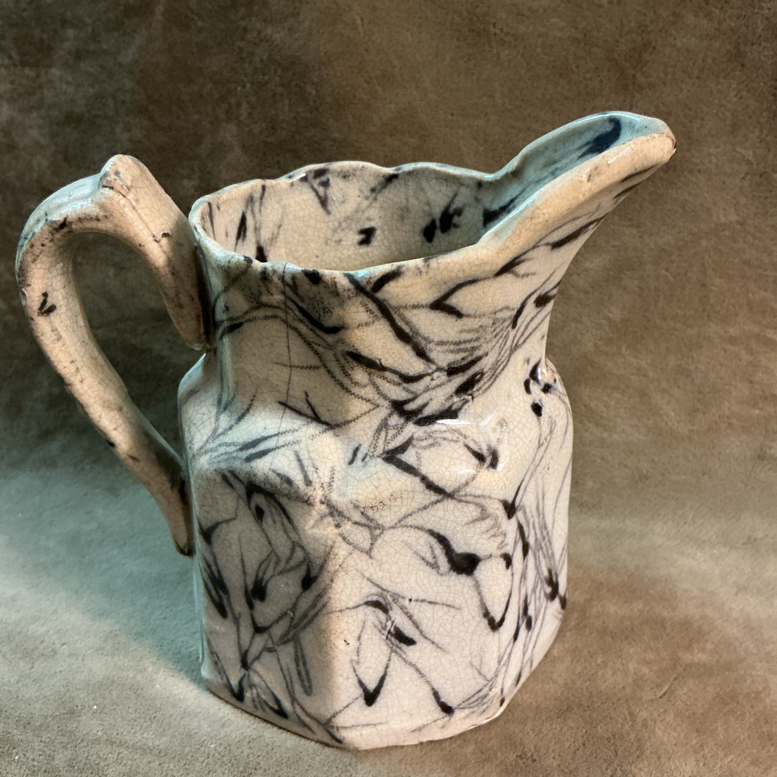 Victorian Pottery spatter / Sponge Ware Creamer Lazuli Transfer Ware 1870’s