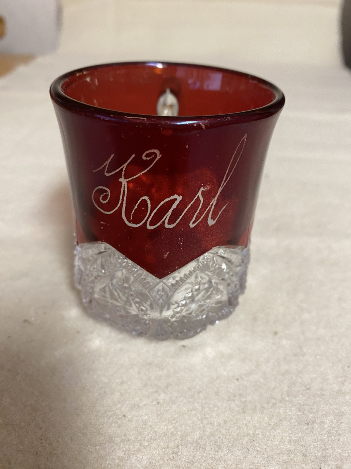 Vintage 1905 Ruby Red Flashed Souvenir Cup – Karl