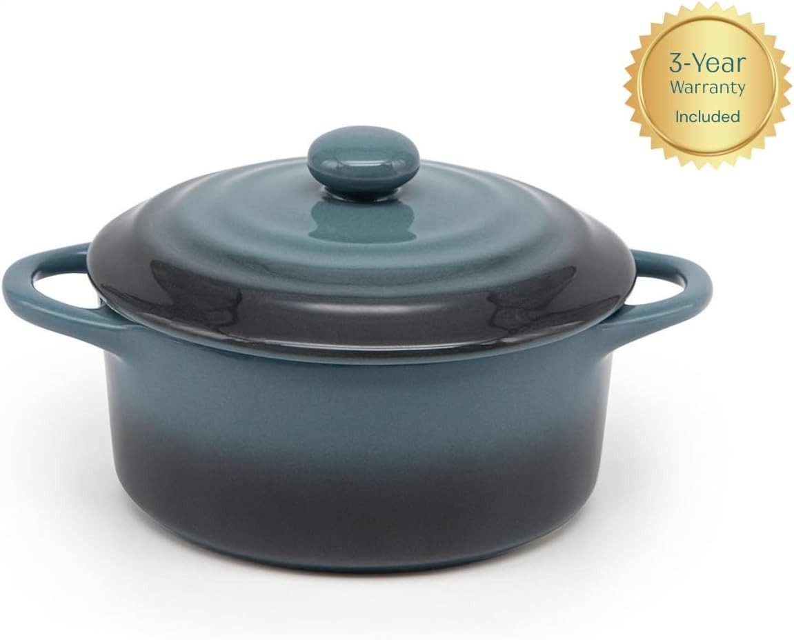 Set of 4 Stone Ombre Mini Cocottes – 12 oz Casserole Dishes for Elegant Dining