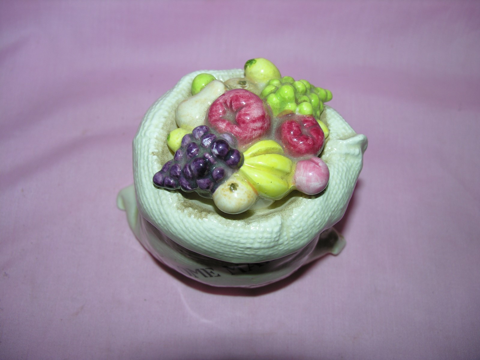Vintage Lefton “Homemade” Lidded Jam Pot #3906 Ceramic Fruit Jar No Spoon