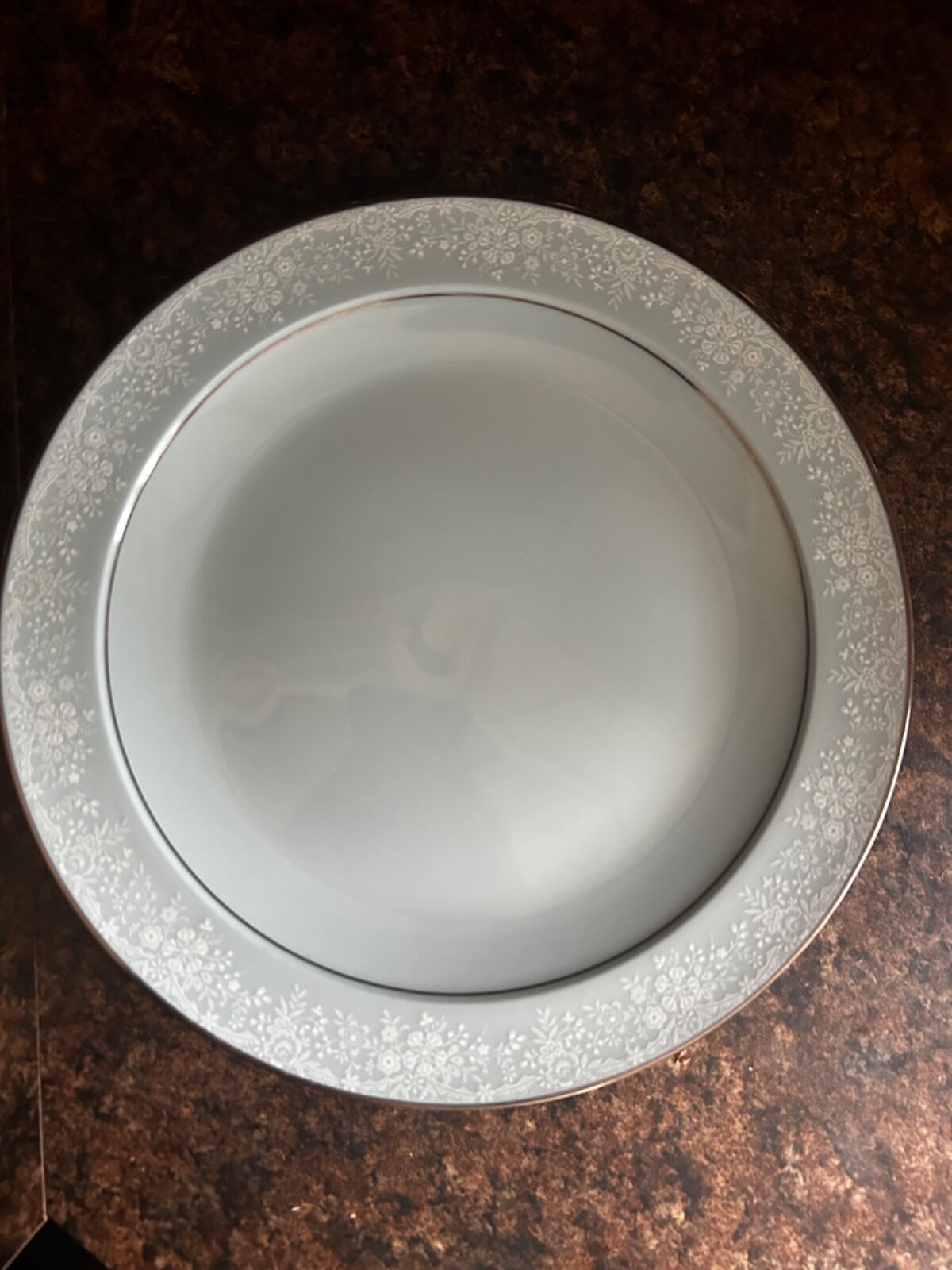 Noritake Fidelity Blue with White Flowers Platinum Trim 10 1/4” Dinner Plate X3