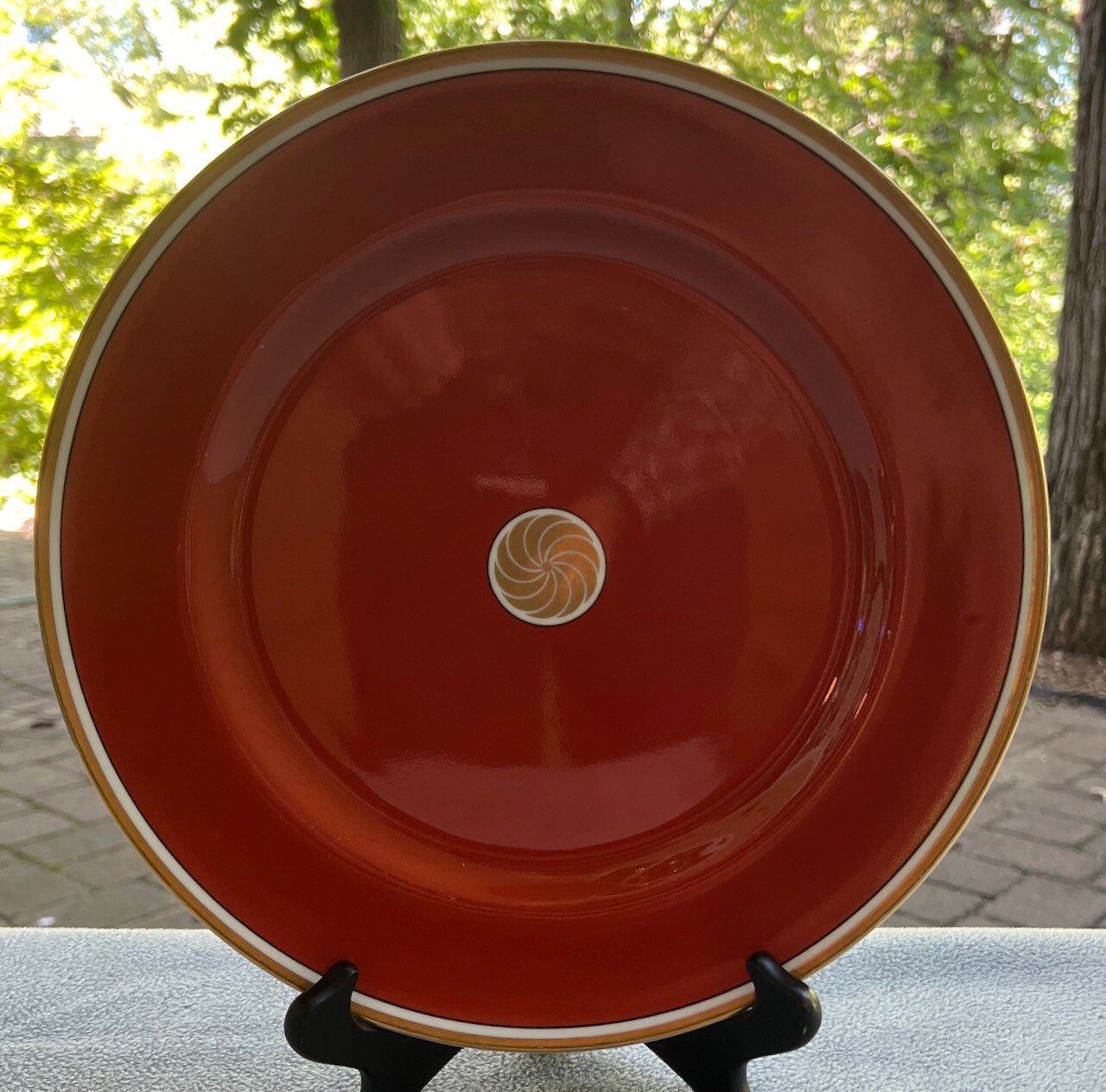 Fitz & Floyd Medallion d’Or Terra Cotta Large Round Platter Chop Plate