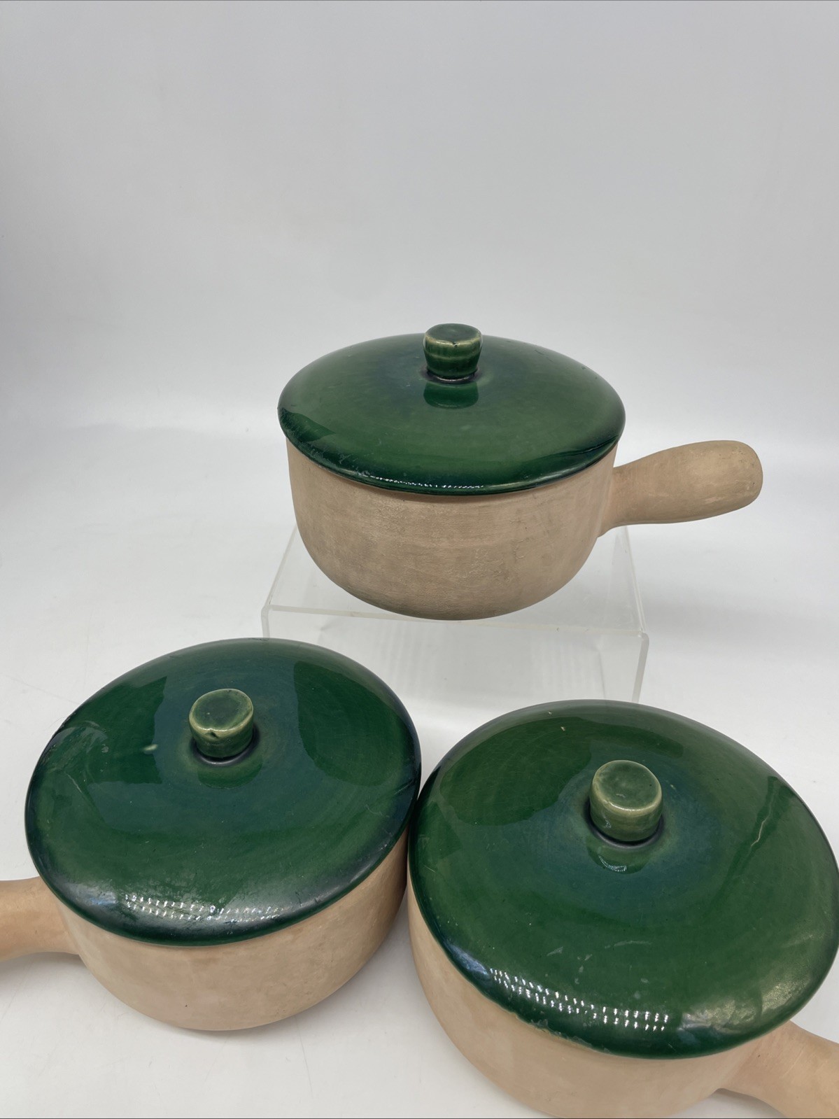 La Solana Pottery Natural Clay Body Green Lid & Body Made 1940’s-50’s Casserole