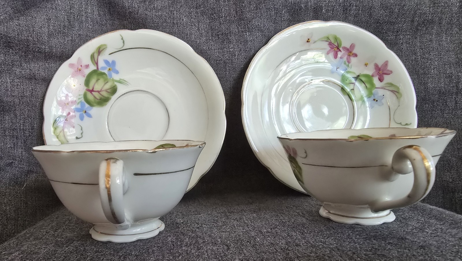 Vintage Floral Tea for Two ~ 4 pc Set Cups and Saucers Made in Occupied Japan