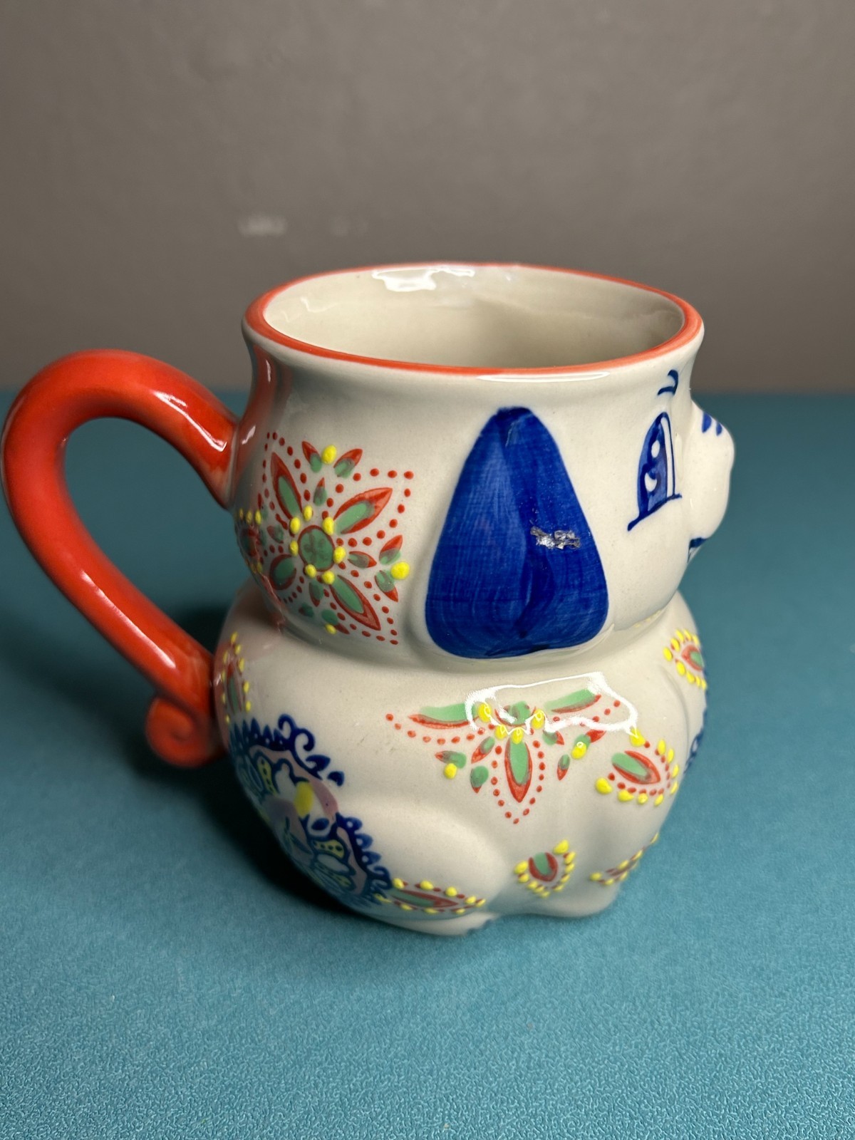 Anthropologie Yokohama Hand Painted Dog Cat Coffee Tea Mugs Cups