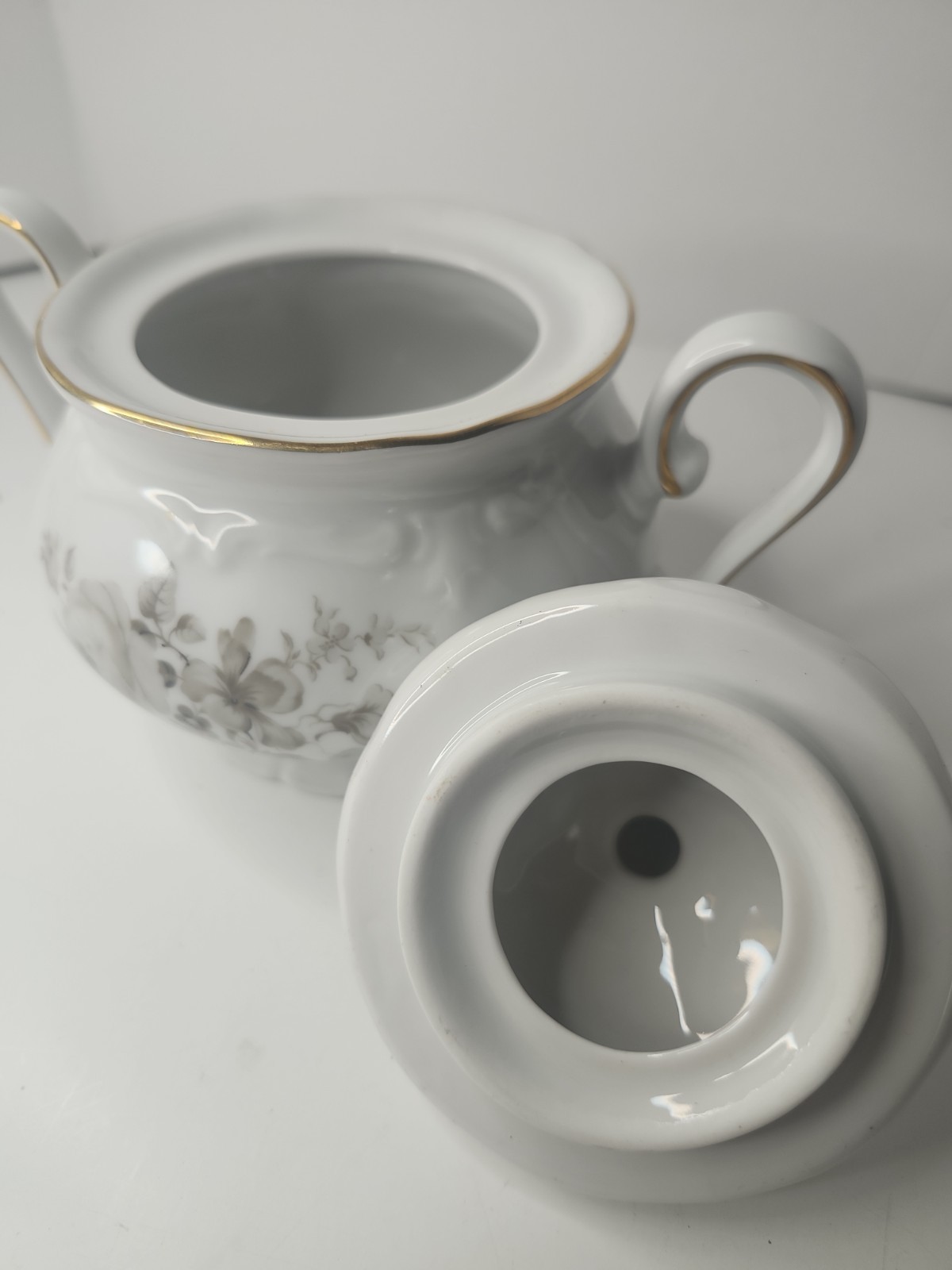 Vintage Winterling Bavaria Empress Sugar Bowl Floral Porcelain Gold Trim
