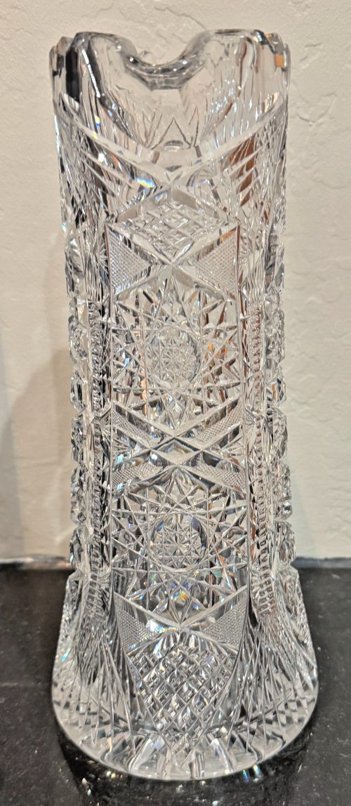1880 – 1912 AMERICAN BRILLIANT PERIOD LEADED CRYSTAL PITCHER 11″ TALL – DS31