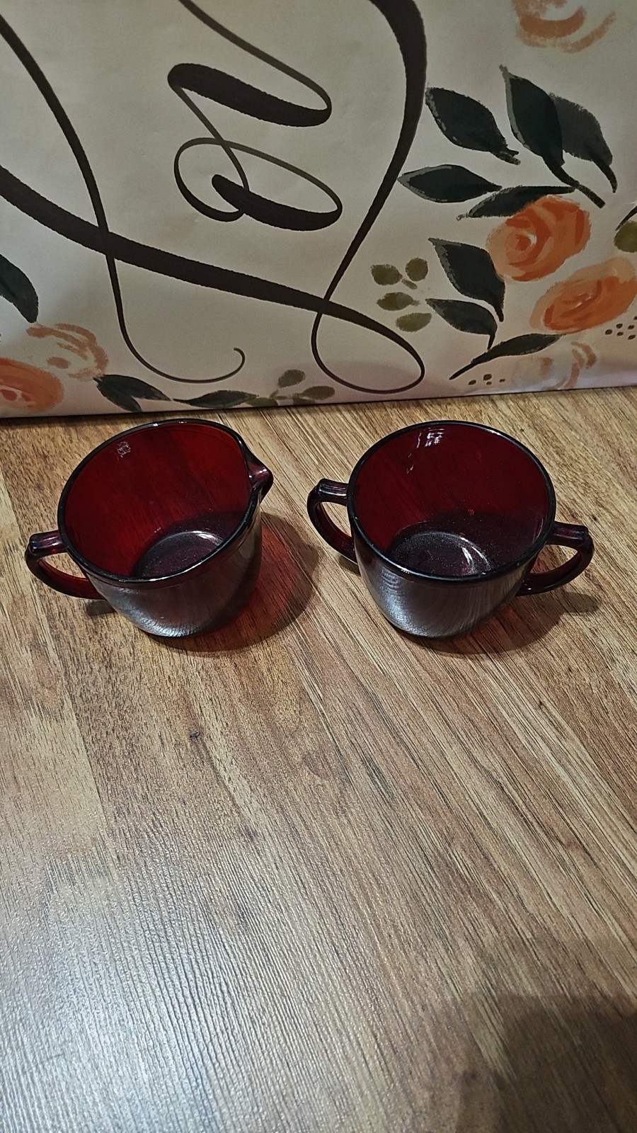 Vintage Anchor Hocking Royal Ruby Glass Cream & Sugar Set 1938-67