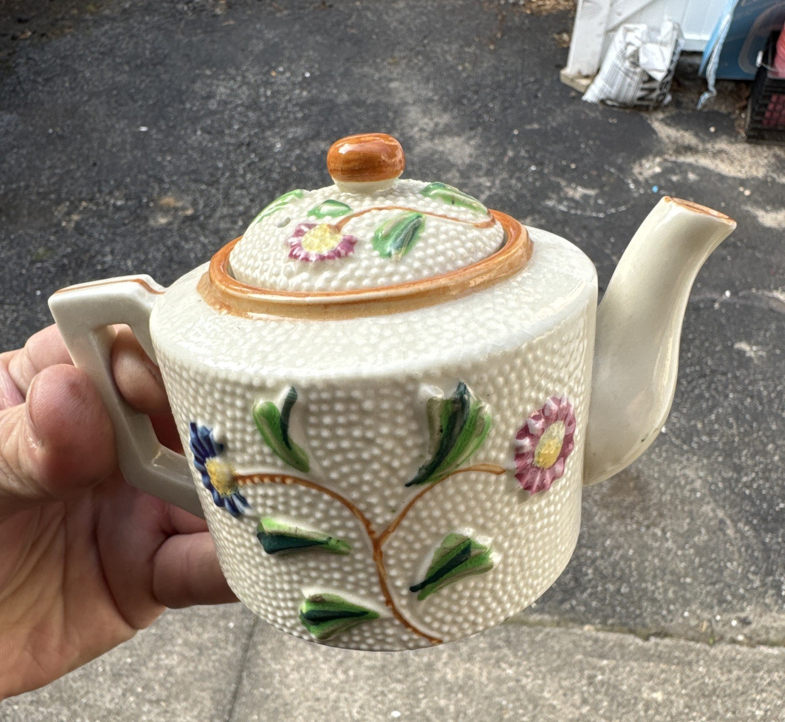 Japan CK 1955 Vintage Ceramic Floral Teapot 1250mL Glossy w/ Lid kks 117