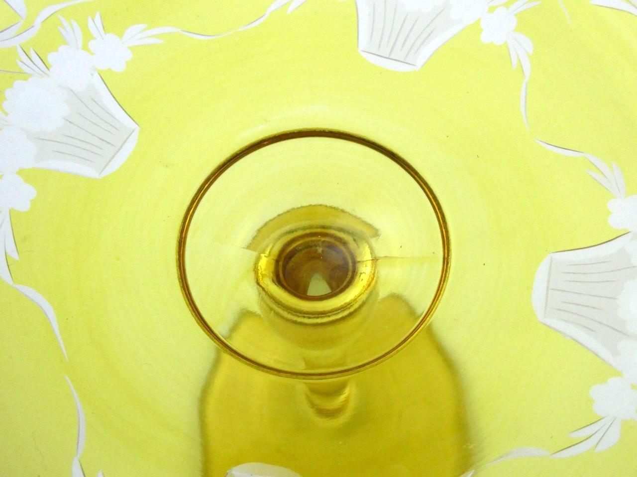 Antique 1900s Era Pair of Yellow and Clear Glass Compotes Swags Baskets VGOOD