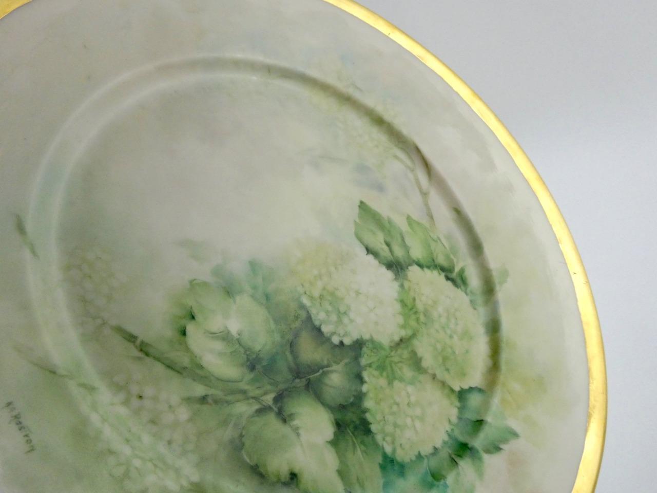 1970s Hand Painted Floral Porcelain 5 Piece Place Setting Hydrangea Signed VGOOD