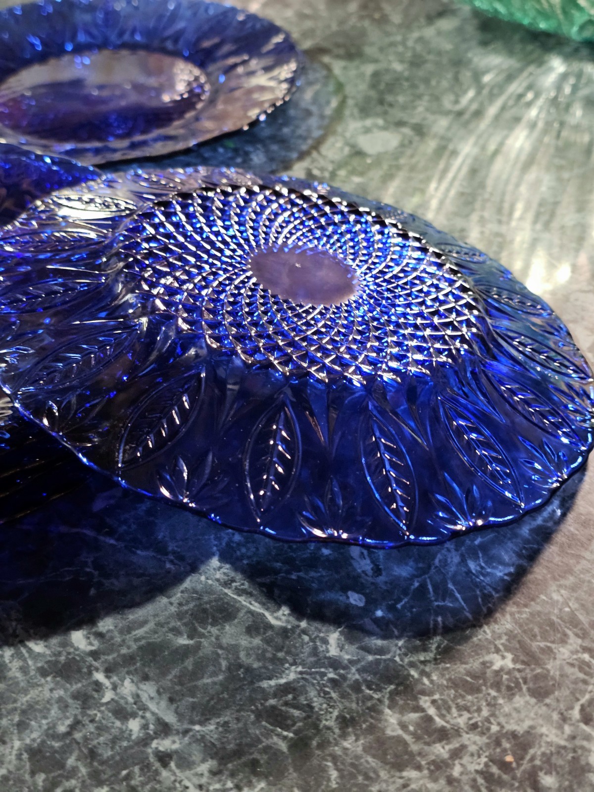 Avon Royal Sapphire Cobalt Blue Glass Set of 8 Salad/Dessert Plates 7.75in